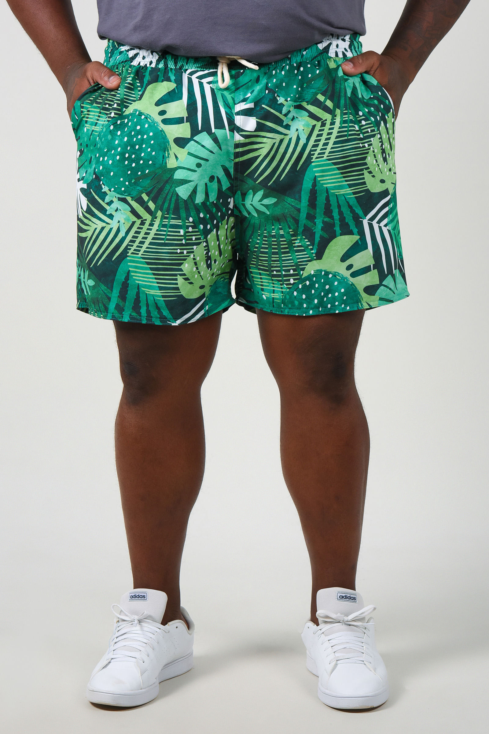 short tactel masculino estampado plus size