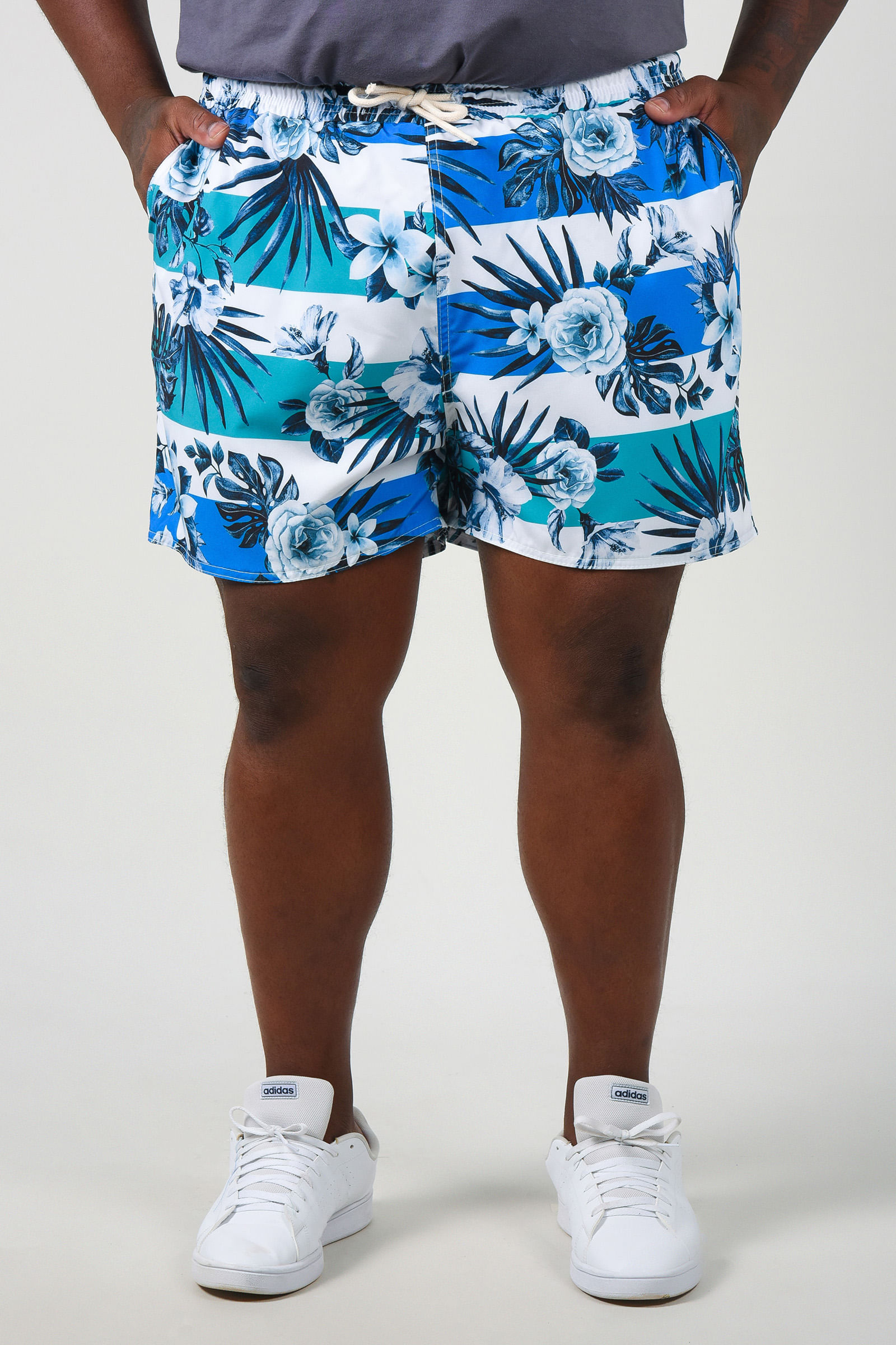 short tactel masculino estampado plus size