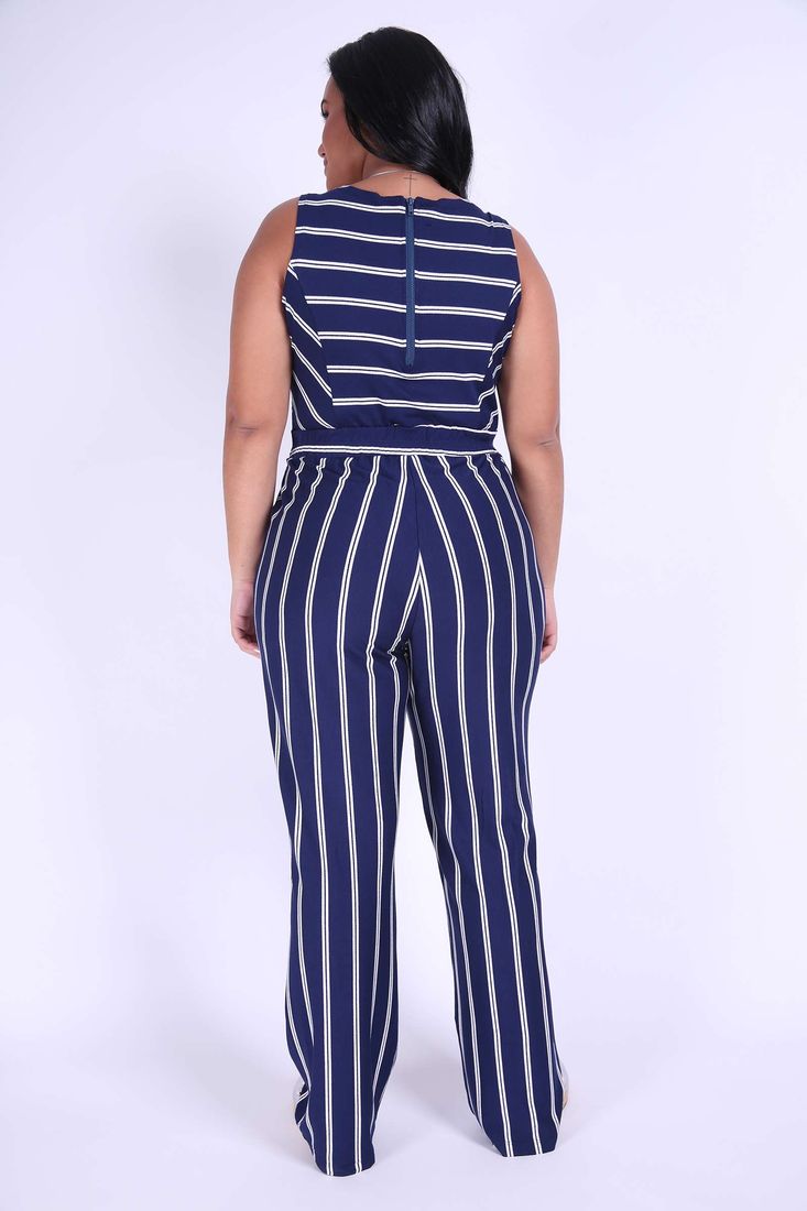 Macacão Feminino Longo Social Plus Size Macacão feminino listrado plus size| Kauê Plus Size - Kaue Plus Size