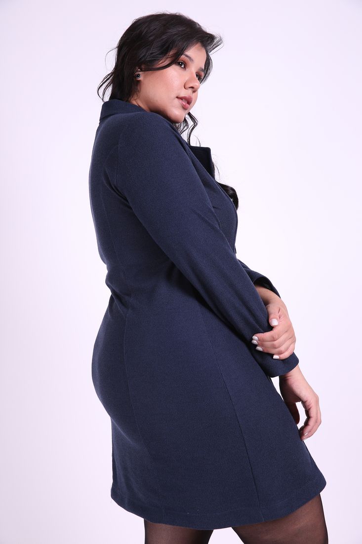 blazer feminino plus size azul marinho