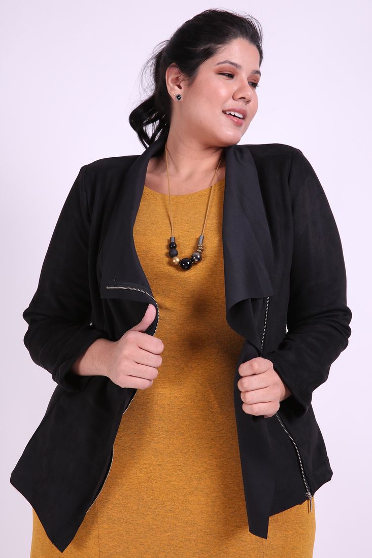 casaco suede plus size