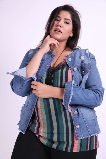 jaquetas jeans femininas plus size