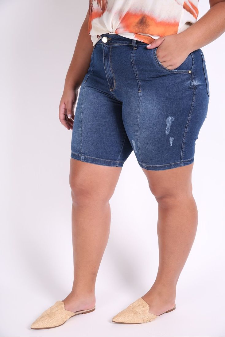 Bermuda Feminina Jeans Ciclista Plus Size Jeans Blue Kaue Plus Size Kaueplussize Mobile