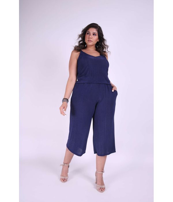 macacão plus size azul marinho