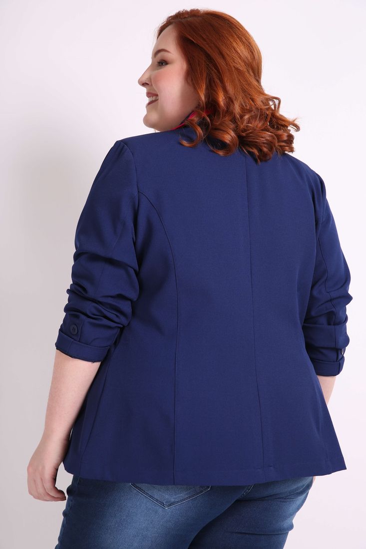 blazer feminino plus size azul marinho