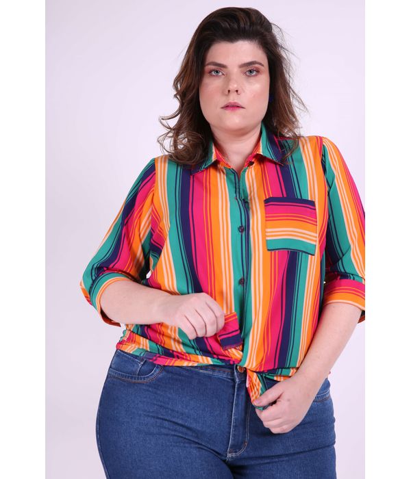 Camisa Manga Curta Feminina Camisa Plus Size Kaue Plus Size