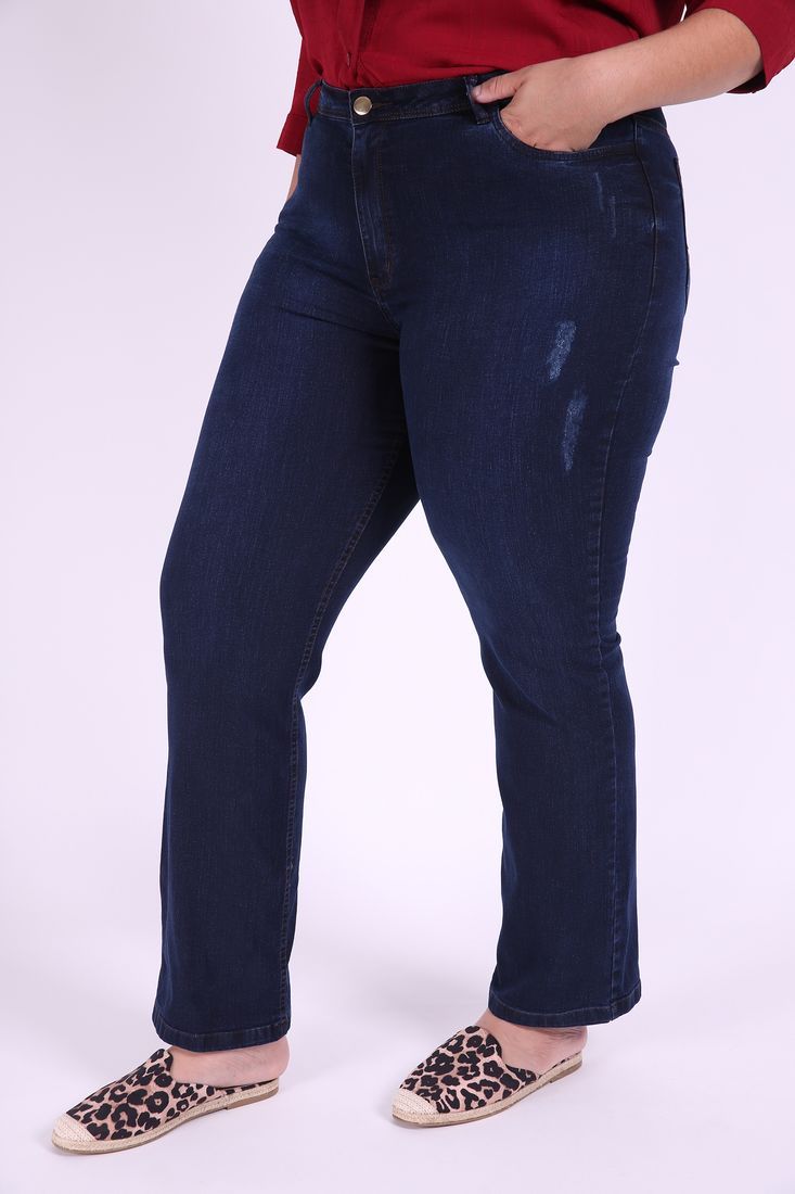 calça jeans reta feminina plus size