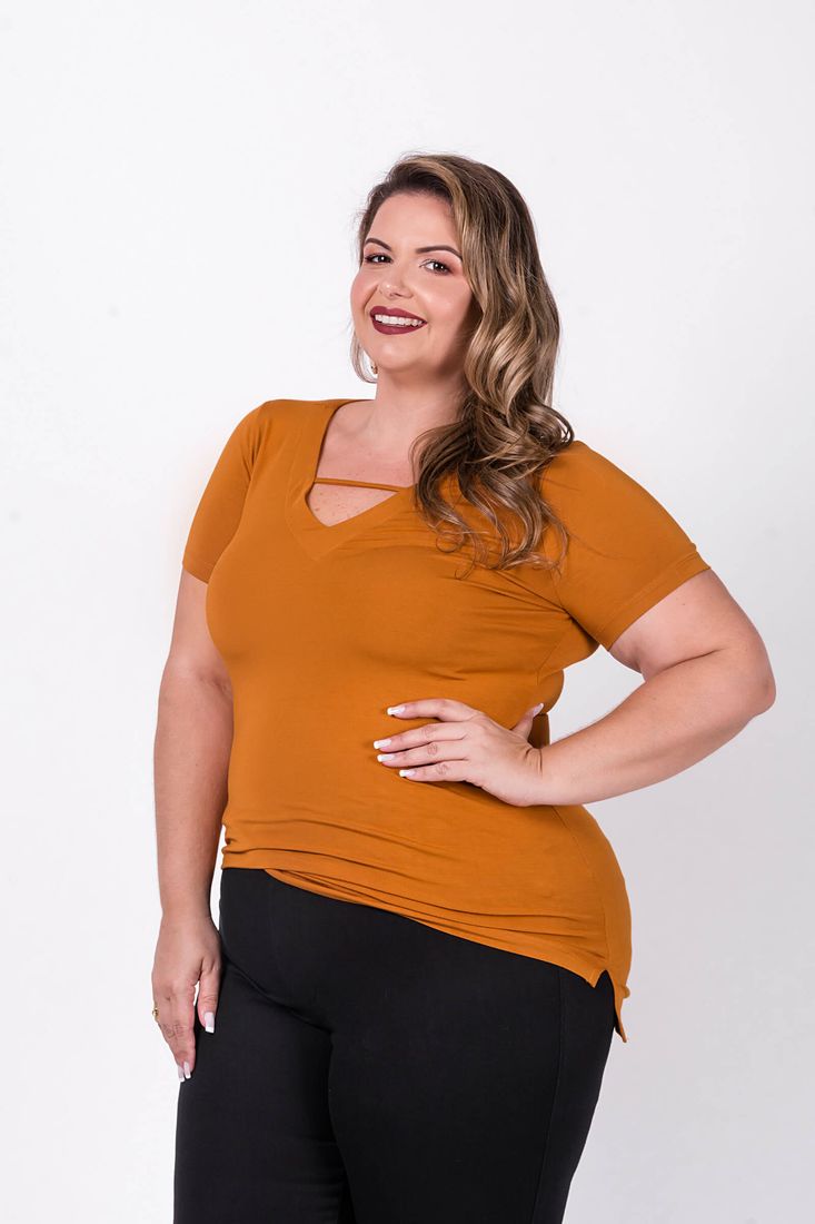 blusas plus size decote v