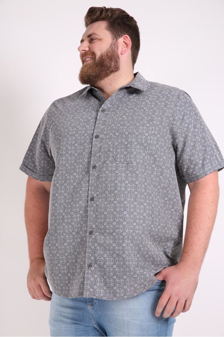 camisa masculina manga curta plus size