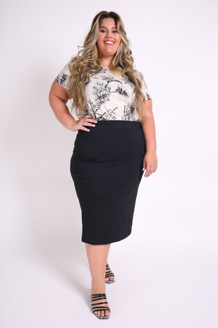 saia midi de couro plus size