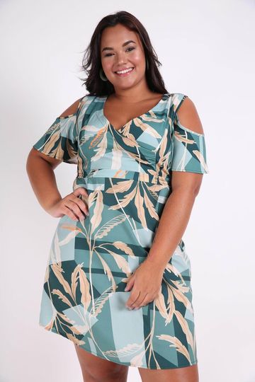 vestido ombro vazado plus size
