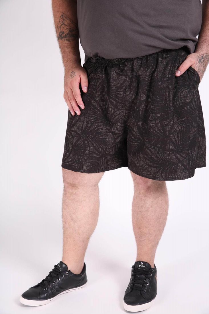 Shorts tactel com lycra estampado plus size preto Kauê Plus Size