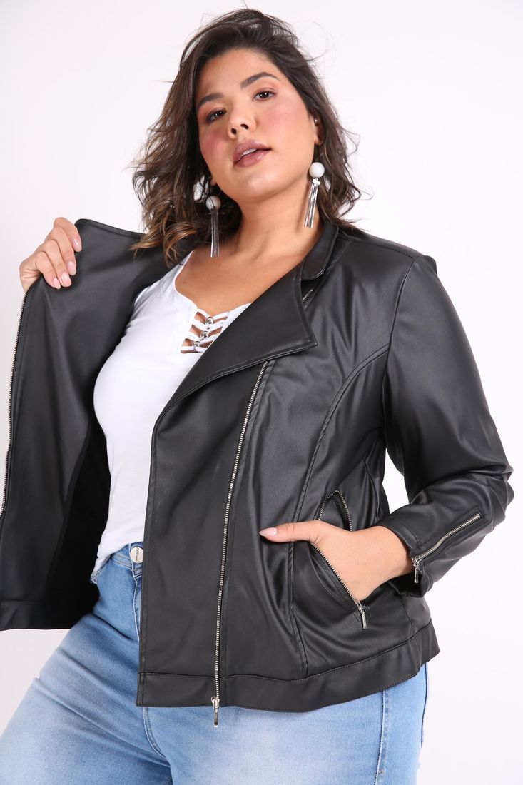 jaqueta de couro plus size feminino