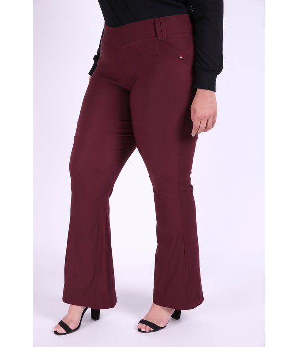 calça boca de sino vinho