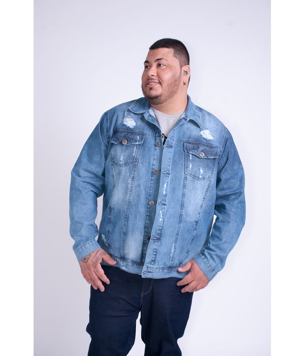 jaqueta jeans masculina plus size