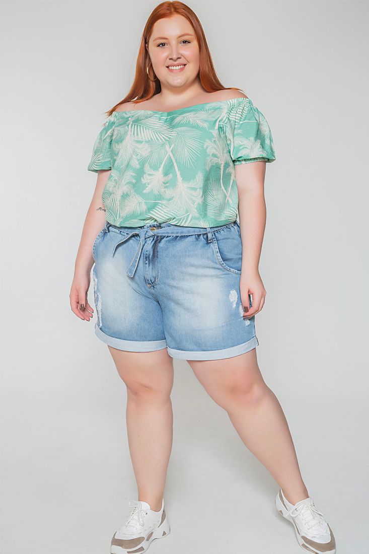 short jeans com cos de elastico