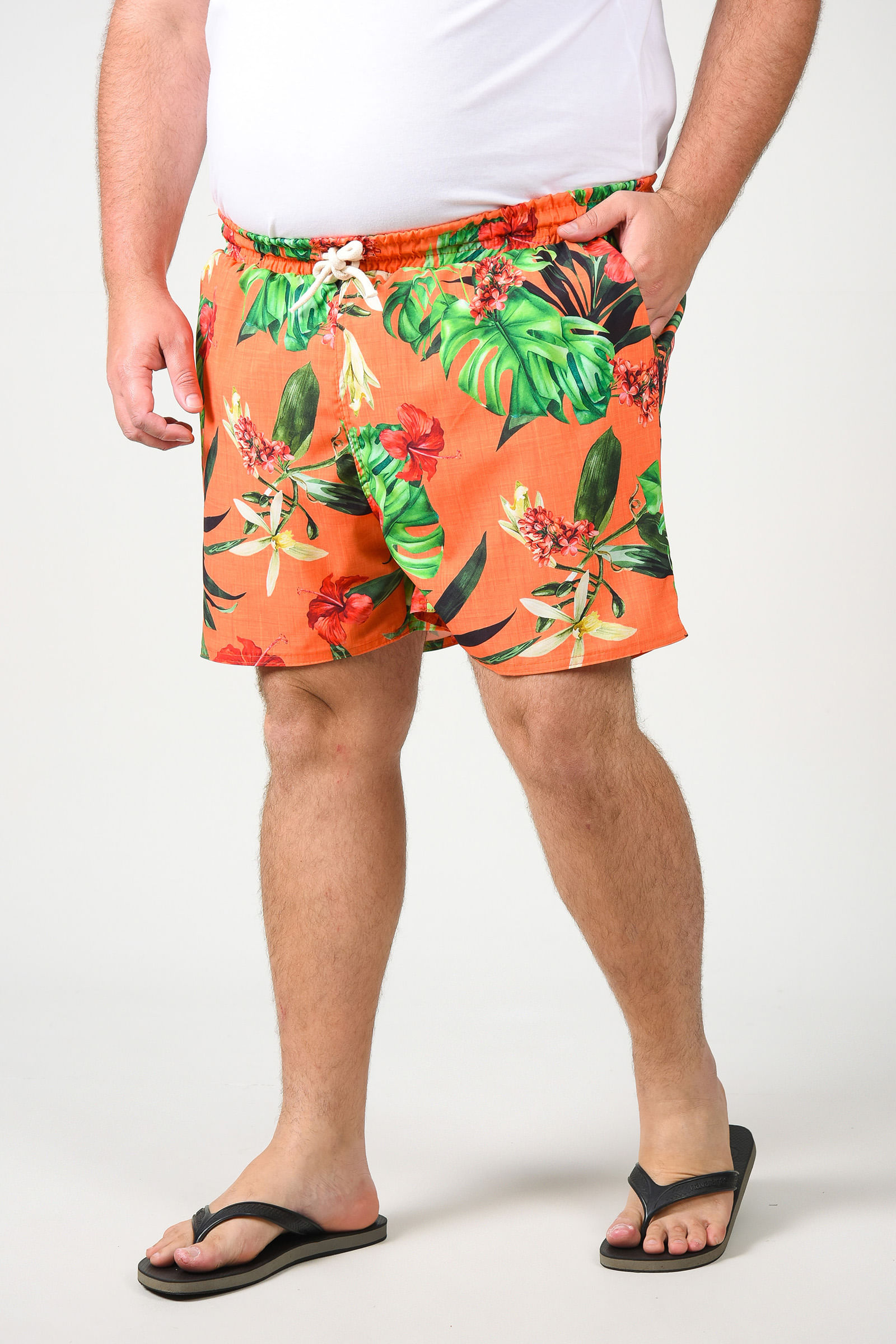 short tactel masculino estampado plus size