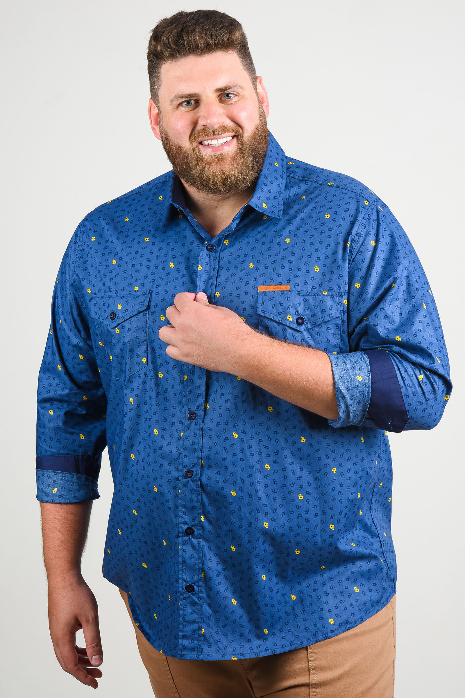 camisa estampada azul