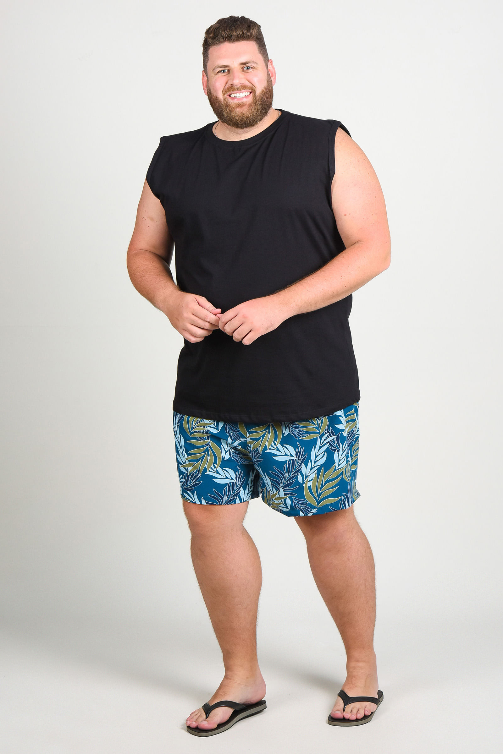 short tactel masculino estampado plus size