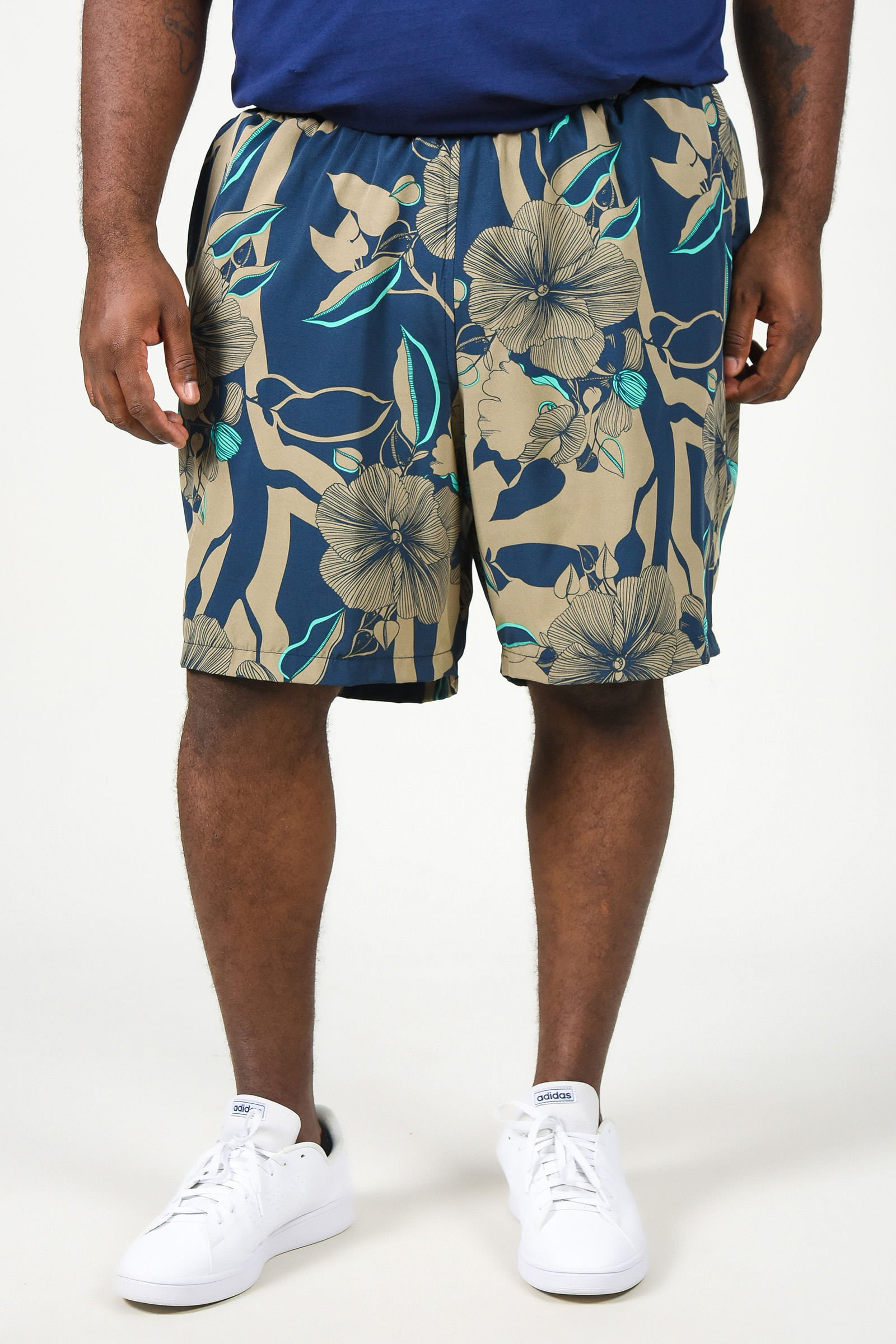 short tactel masculino estampado plus size