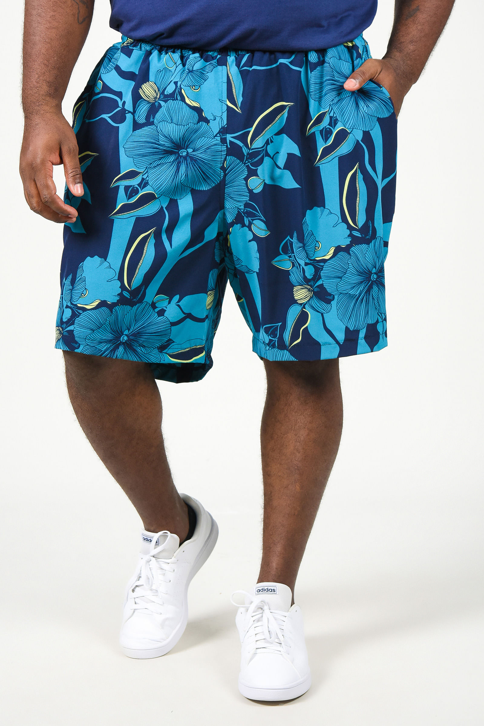 short tactel masculino estampado plus size